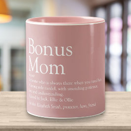 Caneca De Café Em Dois Tons Bônus Mãe Definição Citação Dusty Rosa rosa