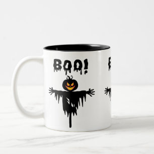 Caneca De Café Em Dois Tons Boo! Design de Halloween simples e Spooky