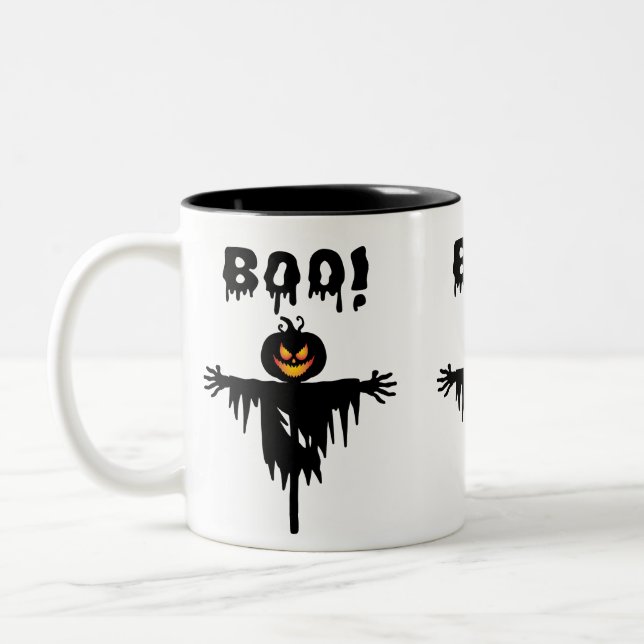 Caneca De Café Em Dois Tons Boo! Design de Halloween simples e Spooky (Esquerda)