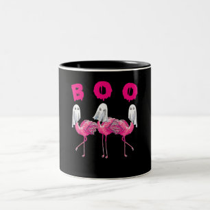 Caneca De Café Em Dois Tons Boo Flamingo Halloween Flamingo Ghost