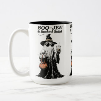 Caneca De Café Em Dois Tons Boo-Jee & Booked Solid Fantasma Retro Halloween