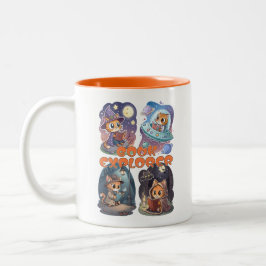 Caneca De Café Em Dois Tons Book Explorer – Cute Cat Reading Adventure