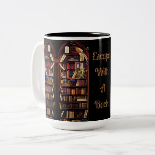 Caneca De Café Em Dois Tons Bookprateleiras do Livro Nook