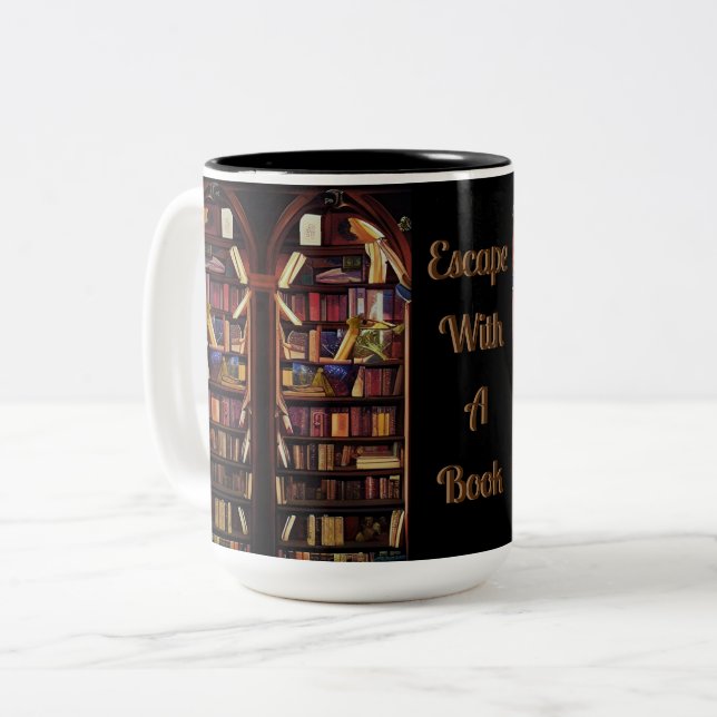 Caneca De Café Em Dois Tons Bookprateleiras do Livro Nook (Frente Esquerda)