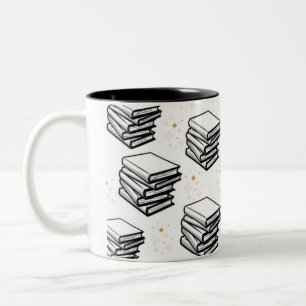 Caneca De Café Em Dois Tons "Books Design"