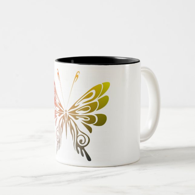 Caneca De Café Em Dois Tons Borboleta (Frente Esquerda)