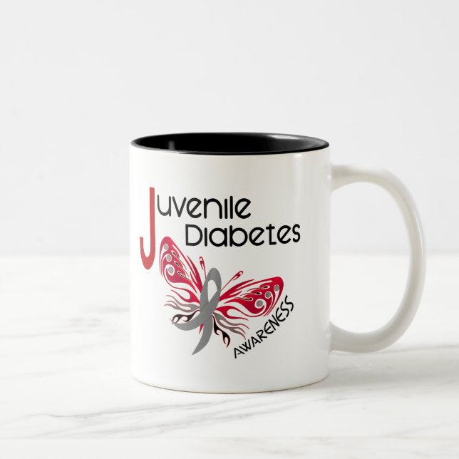Caneca De Café Em Dois Tons BORBOLETA 3 do diabetes juvenil (Direita)