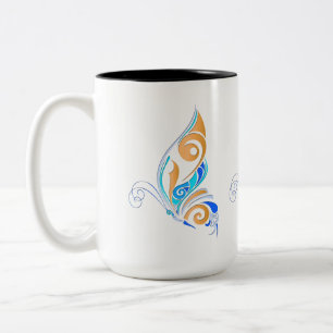 Caneca De Café Em Dois Tons Borboleta abstrato