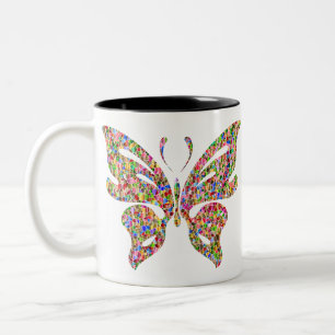 Caneca De Café Em Dois Tons Borboleta abstrato 2