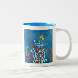 Caneca De Café Em Dois Tons Borboleta Amarela