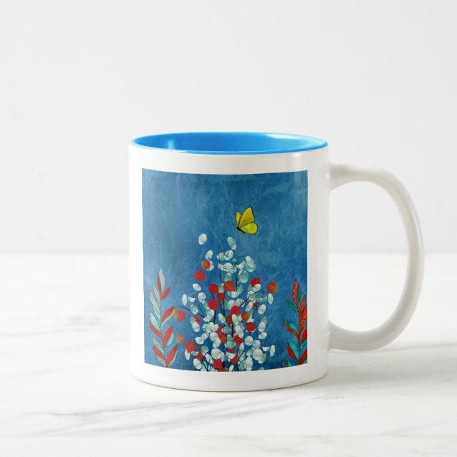 Caneca De Café Em Dois Tons Borboleta Amarela (Direita)