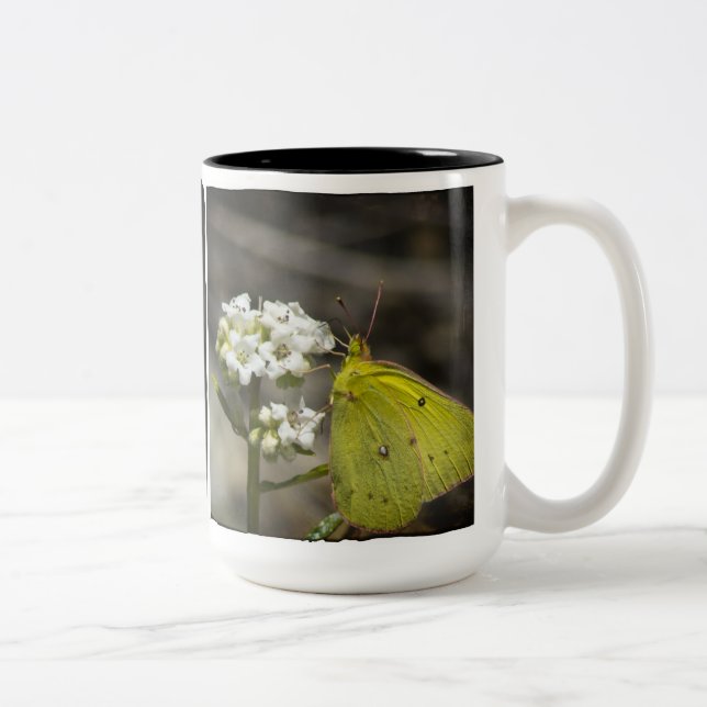 Caneca De Café Em Dois Tons Borboleta Amarela (Direita)