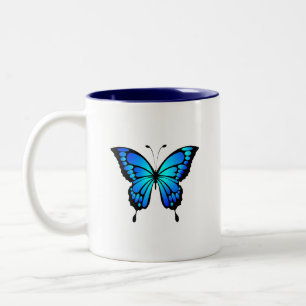Caneca De Café Em Dois Tons Borboleta Azul, Cerâmica Mug