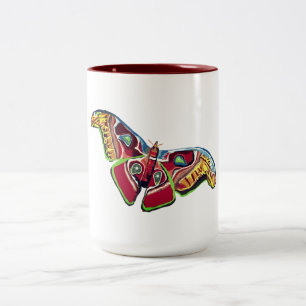 Caneca De Café Em Dois Tons Borboleta colorida