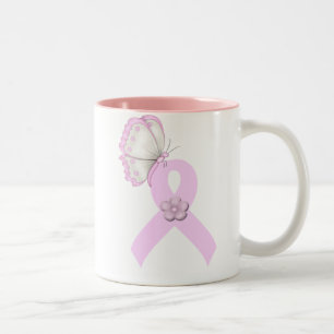Caneca De Café Em Dois Tons Borboleta cor-de-rosa da fita