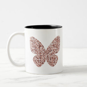 Caneca De Café Em Dois Tons Borboleta de Clipe da Monarca com Glitter Dourada