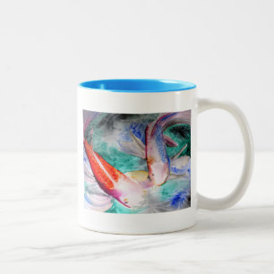 Caneca De Café Em Dois Tons Borboleta Koi aquarela Japonês Peixe Art