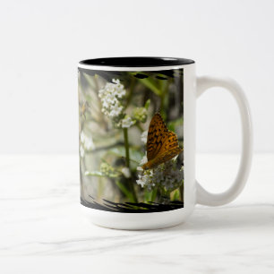 Caneca De Café Em Dois Tons Borboleta Laranja e Borda Preta de Abelha