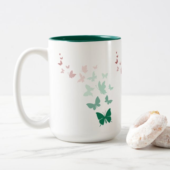 Caneca De Café Em Dois Tons Borboleta Mug (Com Donut)