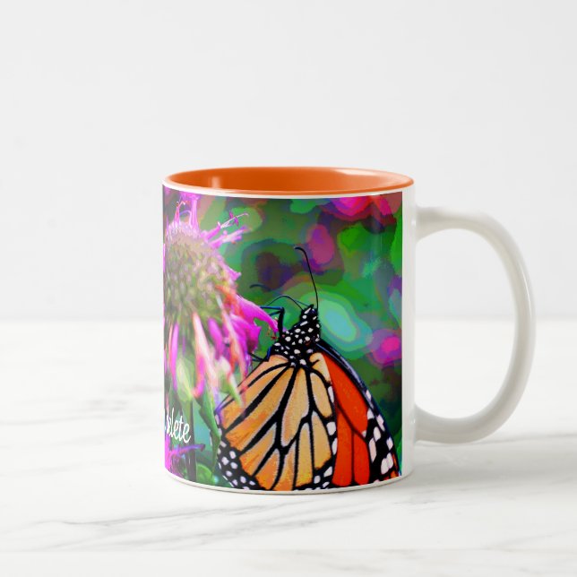 Caneca De Café Em Dois Tons Borboleta Na Arte Digital Flor Personalizada (Direita)