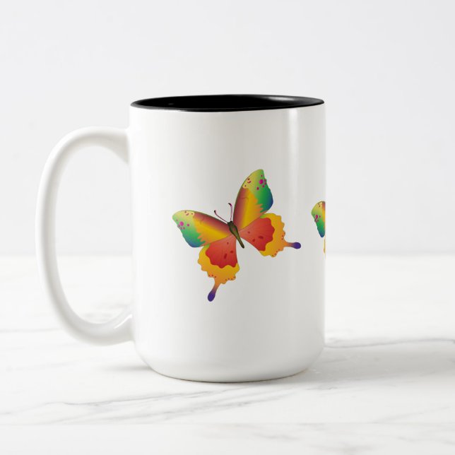 Caneca De Café Em Dois Tons Borboleta Pintada (Esquerda)