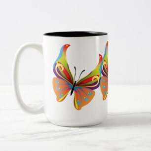 Caneca De Café Em Dois Tons Borboleta Pintada