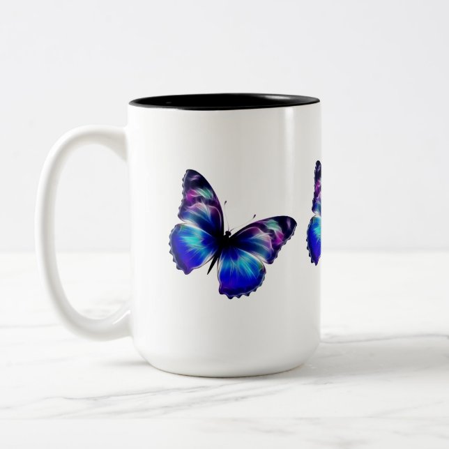 Caneca De Café Em Dois Tons Borboleta Pintada Roxa (Esquerda)