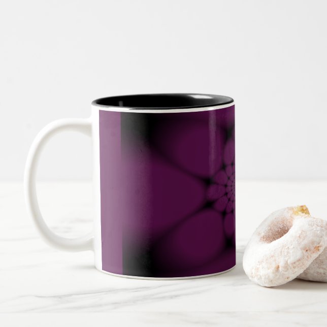 Caneca De Café Em Dois Tons Borboleta Preta Roxa Petal (Com Donut)