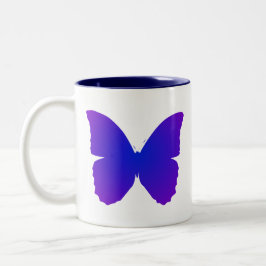 Caneca De Café Em Dois Tons Borboleta Roxa e Azul