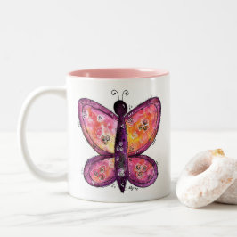 Caneca De Café Em Dois Tons Borboleta Roxa Whimsic