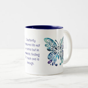 Caneca De Café Em Dois Tons Borboleta - Royal Blues, Purples e Verdes com Cota