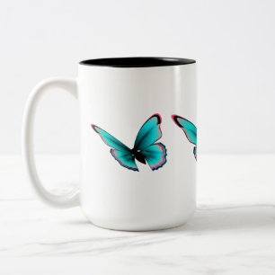 Caneca De Café Em Dois Tons Borboleta Teal