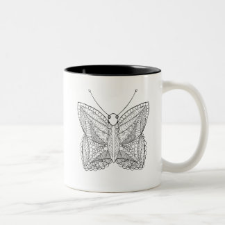 Caneca De Café Em Dois Tons Borboleta tropical inspirada do design