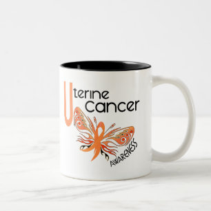 Caneca De Café Em Dois Tons BORBOLETA uterina 3,1 do cancer
