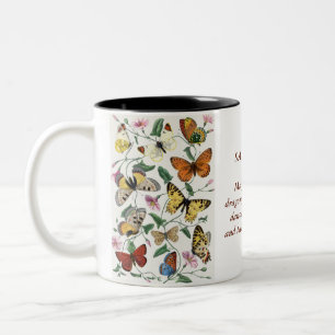 Caneca De Café Em Dois Tons Borboleta Whimsic Morning Glory Citação Botânica