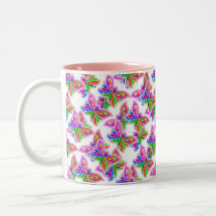 Caneca De Café Em Dois Tons Borboletas abstratas (rosa)