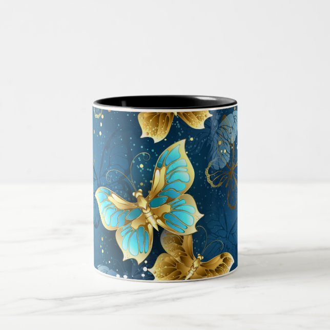 Caneca De Café Em Dois Tons Borboletas de ouro (Centro)
