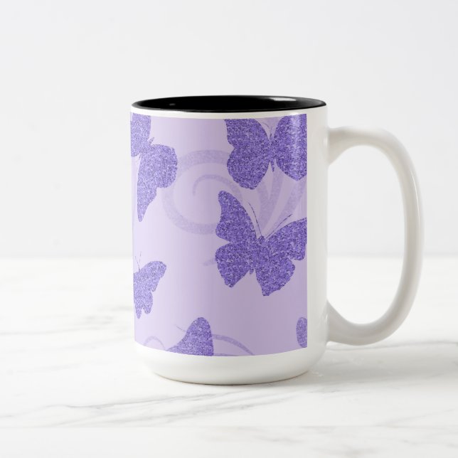 Caneca De Café Em Dois Tons Borboletas Lilac (Direita)