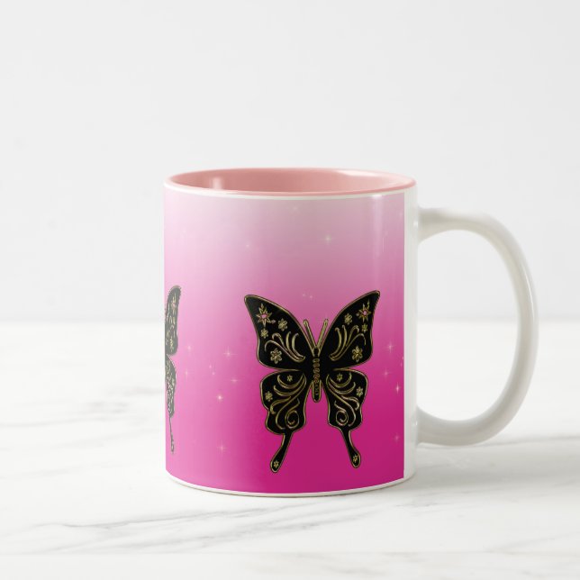 Caneca De Café Em Dois Tons Borboletas Mug (Direita)