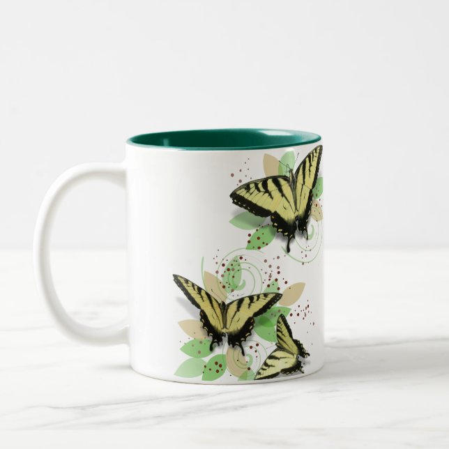 Caneca De Café Em Dois Tons Borboletas Whimsic Tigre (Esquerda)