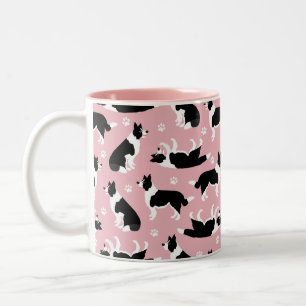 Caneca De Café Em Dois Tons Borda Collie e Paw Imprimem Mug de Café de Dois To