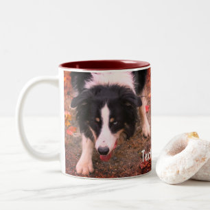 Caneca De Café Em Dois Tons Borda Collie Stare Personalizada