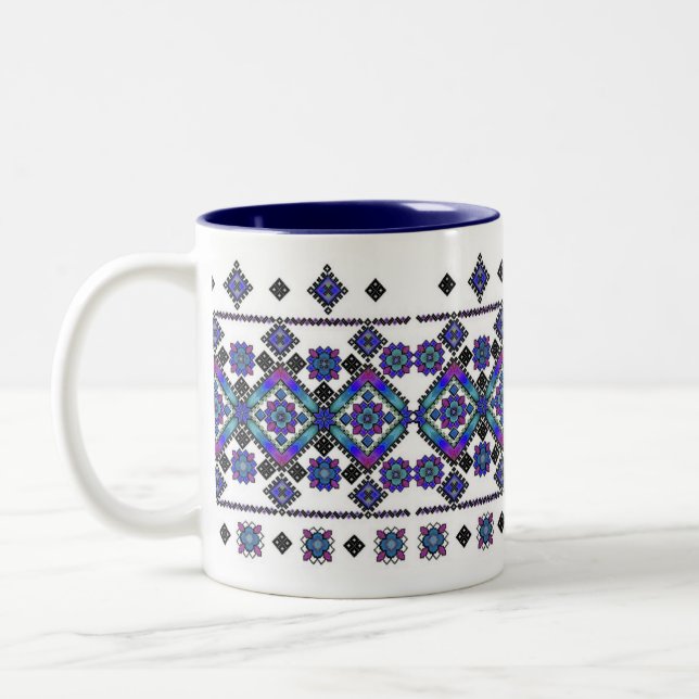 Caneca De Café Em Dois Tons Bordado azul (Esquerda)