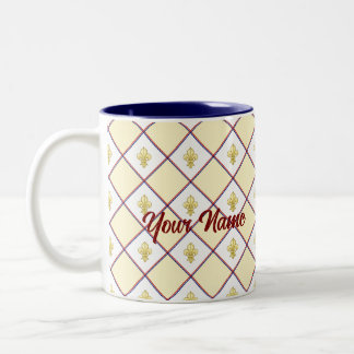 Caneca De Café Em Dois Tons Bordeaux fleur-de-lis cup