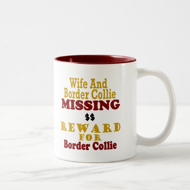 Caneca De Café Em Dois Tons Border collie & recompensa faltante da esposa para (Direita)