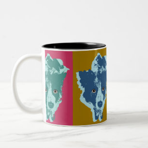 Caneca De Café Em Dois Tons Border Collie Stare Pop Art