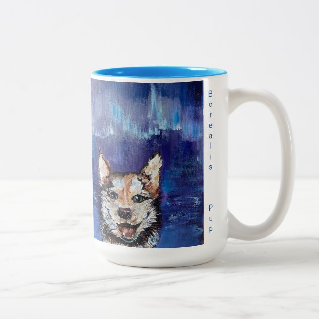 Caneca De Café Em Dois Tons Borealis Pup 15 oz Mug (Direita)