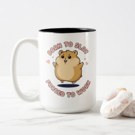 Caneca De Café Em Dois Tons Born To Slay Hamster Meme Cute Funny Work Gift
