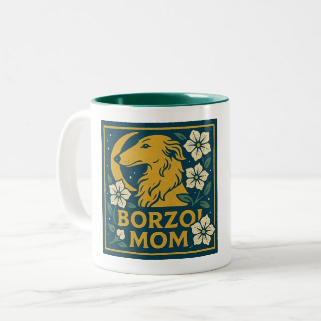 Caneca De Café Em Dois Tons Borzoi Mãe (Frente Esquerda)