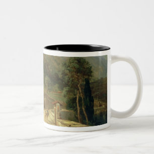 Caneca De Café Em Dois Tons Bosques verde-oliva em Varenna, lago Como, Italia,